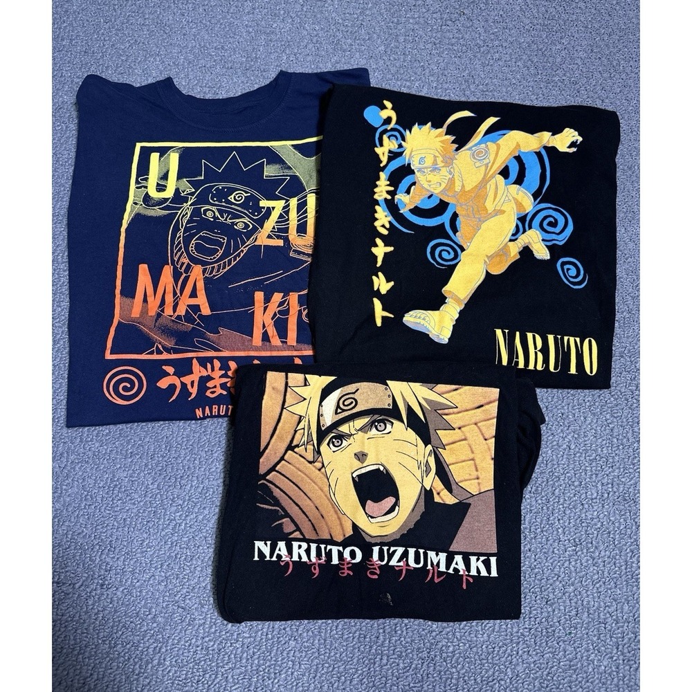 Naruto Shippuden Collection Naruto Uzumaki T-Shirt Lot of 3 Size XL